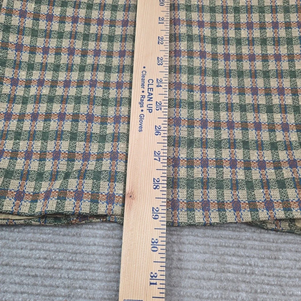Vintage Mens 42 Green Tan Plaid Knit Two Button Sport Coat Blazer